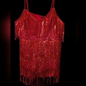 Red hot spaghetti strap top by double crazy sparkles in a size 3x